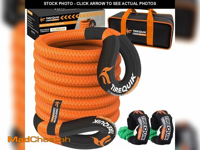 Lot 74-13571035 - Kinetic Recovery Rope 1.26" x 30ft 55000lbs Heavy Duty Offroad Snatch Strap with 2 Soft Shackles, Ki...