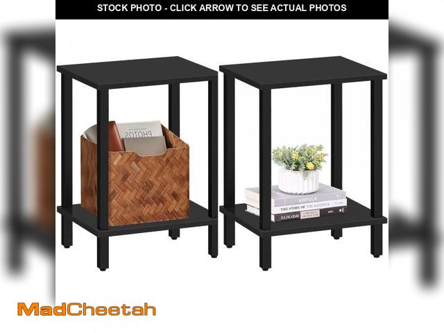 Lot 74-12443543 - TUTOTAK End Table, Set of 2, Side Table, Nightstand, 2-Tier Storage Shelf, Sofa Table for Small Spac...