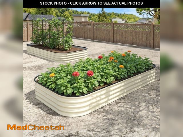 Lot 74-14605783 - VEIKOUS 8 ft. x 4 ft. x 1 ft. Galvanized Steel Raised Garden Bed Planter Box Outdoor, Ivory White PG...