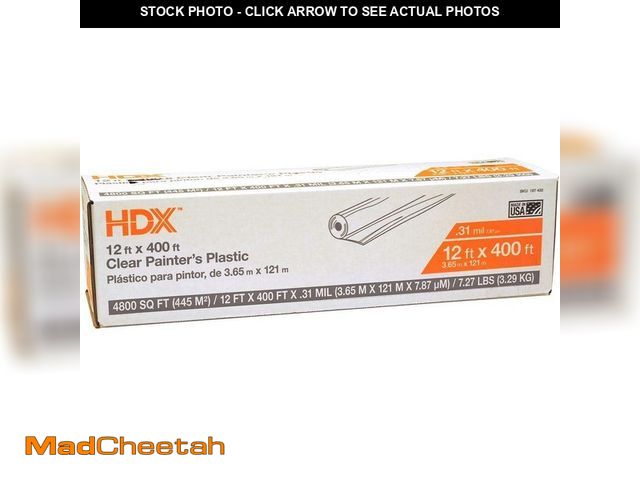 Lot 74-13002057 - HDX 12 ft. W x 400 ft. L 0.31 mil High Density Painters Plastic Sheeting - UNUSED