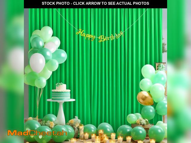 Lot 74-13946339 - 10ft x 7ft Green Backdrop Curtain for Parties Green Wrinkle Free Backdrop Drapes Panels for Baby Sho...