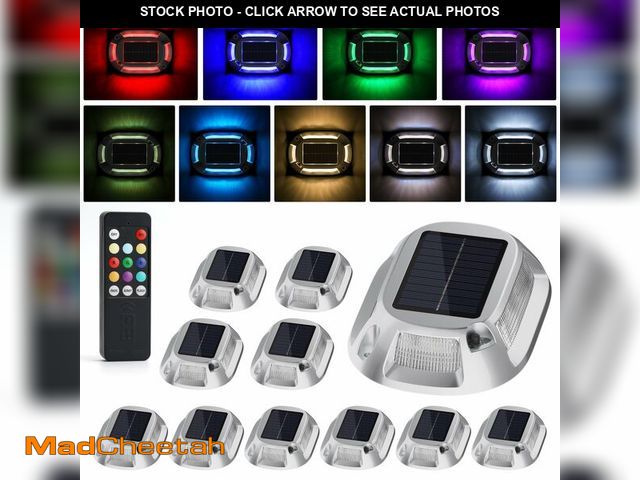 Lot 74-14386548 - VOLISUN Solar Driveway Lights Dock Deck Lights with Remote 12 Pack,9 Colors in 1 Led IP67 Waterproof...