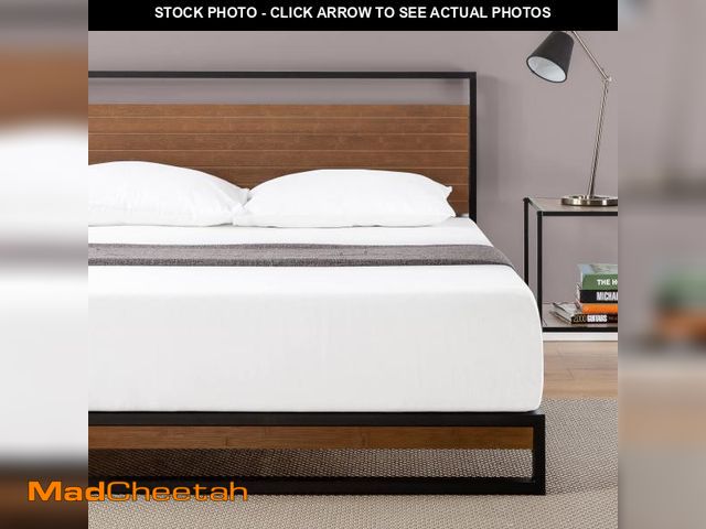 Lot 74-12141667 - ZINUS Suzanne Bamboo and Metal Platform Bed Frame, 7-Inch Low Profile, Solid Steel Construction, No ...