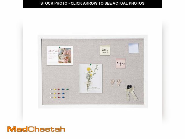 Lot 74-12781741 - SKYSHALO 30"x20" Linen-Covered White Cork Bulletin Board â Wall Decor for Home, School, Office â...
