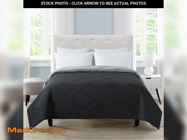 Lot 74-12861573 - Mainstays Reversible Microfiber Comforter, Black, Full/Queen - UNUSED