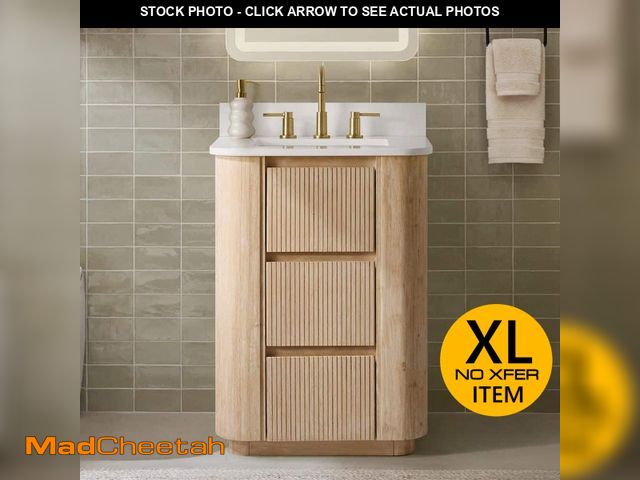 Lot 74-14590375 - Home Decorators Collection Wilsham 25 in. Single Sink Freestanding Bathroom Vanity in Light Wood wit...