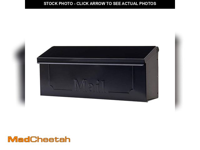 Lot 74-14113192 - Architectural Mailboxes Townhouse Black, Small, Galvanized Steel, Horizontal, Wall Mount Mailbox - U...