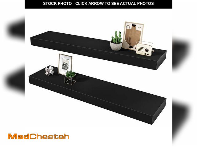 Lot 74-13781393 - Jouetondream 24X6 Black Floating Shelves for Wall, Wood Hanging Shelves up to 20lbs for Bedroom, Bat...