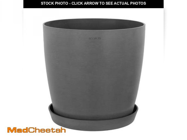 Lot 74-12517917 - O ECOPOTS BY TPC Miami 10 in. Grey Premium Sustainable Plastic Planter with Saucer - UNUSED