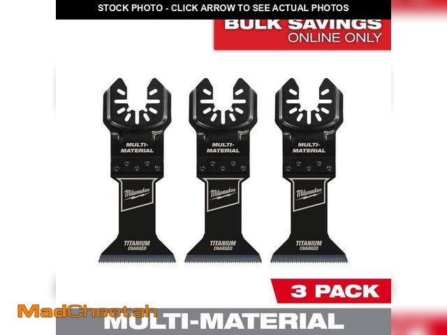 Lot 74-13692104 - Milwaukee 1-3/4 in. Titanium Bi-Metal Universal Fit Metal Cutting Multi-Tool Oscillating Blade (3-Pa...