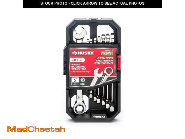 Lot 74-14308905 - Husky BITE Metric 72-Tooth Ratcheting Wrench Set (8-Piece) - UNUSED