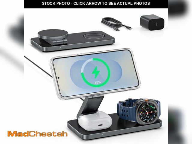 Lot 74-14377162 - 3-in-1 Charging Station for Samsung, Magnetic Fast Wireless Charger Stand Compatible with MagSafe fo...