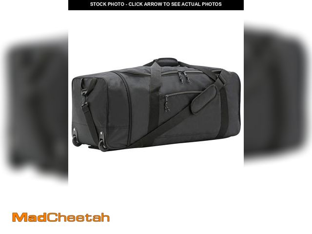 Lot 74-12527174 - Protege 32 in Large Compactible Rolling Duffel Bag for Travel, Black - UNUSED
