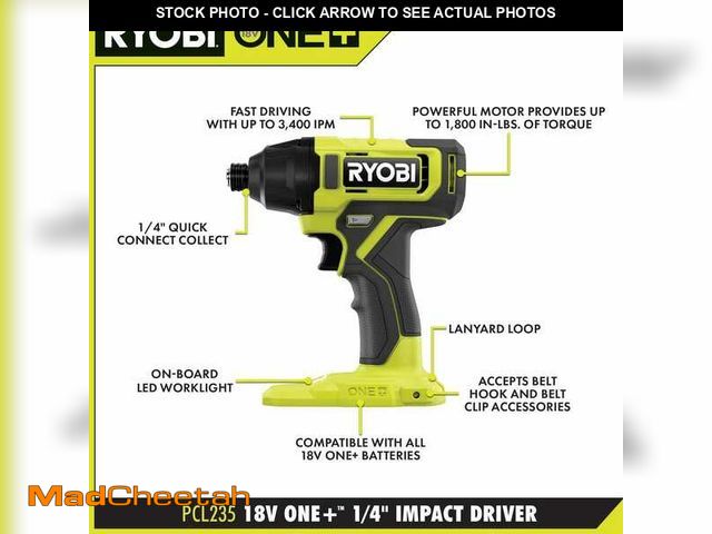 Lot 74-12663923 - RYOBI ONE+ 18V Cordless 1/4 in. Impact Driver Kit with 1.5 Ah Battery and Charger - UNUSED