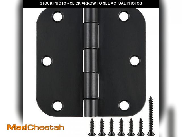 Lot 74-12221278 - TDCHINGES 30 Pack Rounded Matte Black Door Hinges 3.5 Inch 5/8" Radius Interior 3 1/2 Inch Flat Iron...