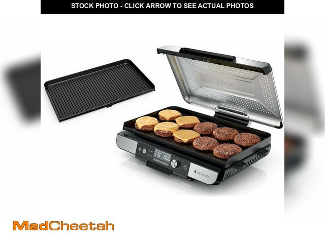 Lot 74-13680151 - Ninja Sizzle Pro XL 20-Inch Indoor Griddle + Grill, Detachable Ventilated Lid, Grease Control, Ceram...