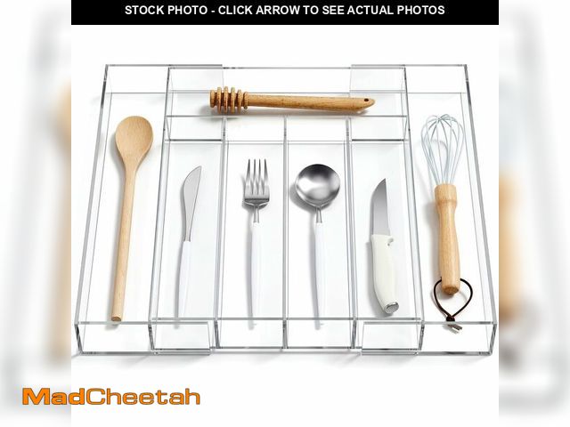 Lot 74-13720366 - Teenyyou 1 Pack Expandable Kitchen Drawer Organizer Clear Acrylic Utensil Organizer Adjustable Acryl...