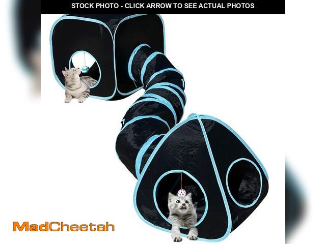 Lot 74-13543539 - GONPETGP Cat Tunnels for Indoor Cats with Cube Tent Toys Combo, Pop Up Collapsible Crinkle Interacti...