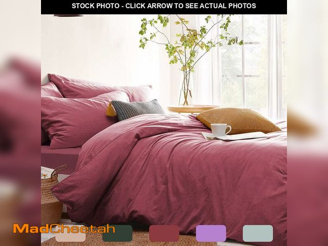 Lot 74-13629869 - Sedefen Old Pink Duvet Cover King Size Dusty Rose Red Duvet Cover Set Soft Microfiber Minimalist Sty...