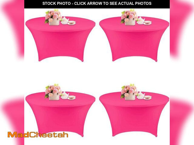 Lot 74-14205443 - 4 Pack 6FT Round Spandex Tablecloth 72 Inch Stretchable Table Cover Washable and Wrinkle Resistant T...