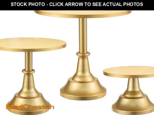 Lot 74-12307600 - HBlife 3-PCS Gold Cake Stand Set (8"/10"/12" Plate) for 6-10 Inch Cakes, Perfect Dessert Table Displ...