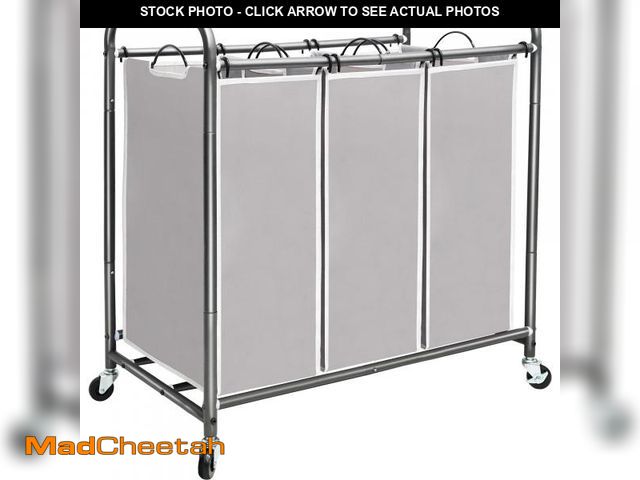 Lot 74-11557068 - STORAGE MANIAC 3 Section Laundry Sorter, 3 Bag Laundry Hamper Cart with Heavy Duty Rolling Lockable ...