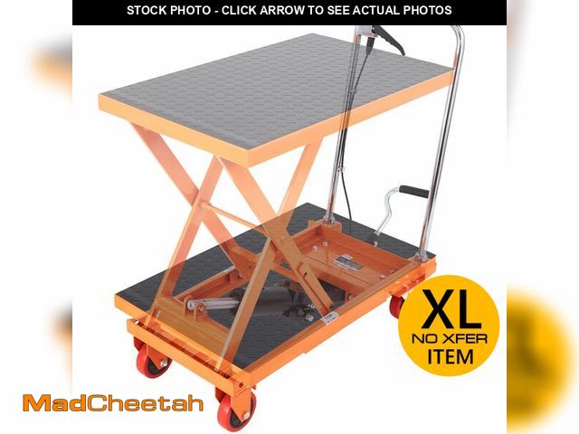 Lot 74-12784642 - VEVOR Hydraulic Lift Table Cart, 500lbs Capacity 28.5" Lifting Height, Manual Single Scissor Lift Ta...