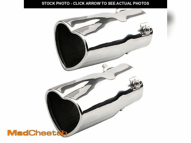 Lot 74-14337998 - OtpOutopa Car Exhaust Tip 2.5 inch Inlet, Universal Heart Shaped Exhaust Pipe Straight Muffler Tip M...