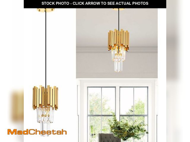 Lot 74-11105050 - TACDANDM Gold Crystal Chandelier 6.3''Small Modern Ceiling Pendant Light Fixture for Dining Room Kit...