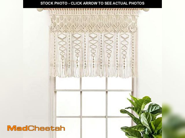 Lot 74-12328839 - Lush Decor Boho Macrame Textured Cotton Valance, 40" W x 30" L, Neutral - Boho Kitchen Curtains &amp...