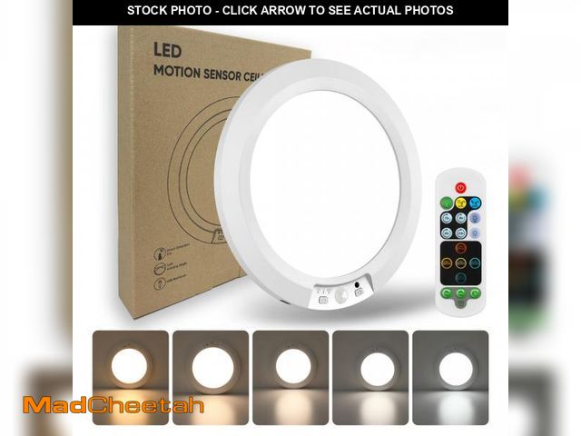 Lot 74-12212555 - 7.5" Ultra-Thin Motion Sensor Rechargeable Ceiling Light with Remote, 8000mAh Battery Operated, 5-Co...