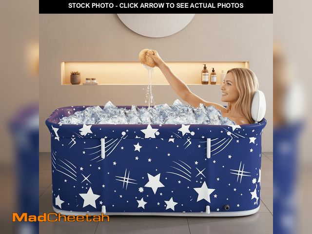 Lot 74-12768393 - YUCHANG 47.2in Portable Foldable Bathtub for Adult, Freestanding Hot Ice Bath Tub, Starry Blue - UNU...