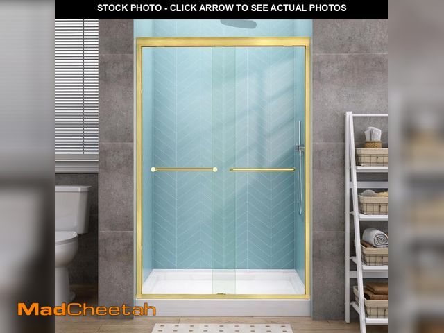 Lot 74-12200675 - GETPRO Sliding Shower Door 46-48 in. W x 72 in. H Semi-Frameless Bypasss Double Sliding Glass Shower...