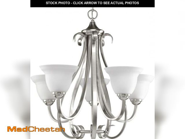 Lot 74-12046076 - Torino Collection 5-Light Etched Glass Transitional Chandelier Light Brushed Nickel - UNUSED