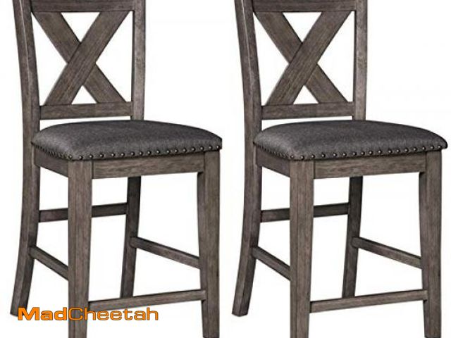 Lot 74-12054210 - Signature Design by Ashley Caitbrook Rustic 24.63" Counter Height Upholstered Barstool, Set of 2, Gr...