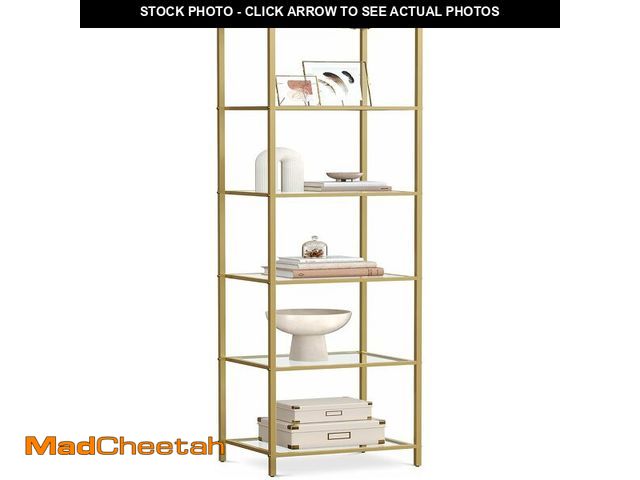 Lot 74-13382610 - VASAGLE Bookcase, 6-Tier Bookshelf, Slim Shelving Unit for Bedroom, Bathroom, Home Office, Tempered ...