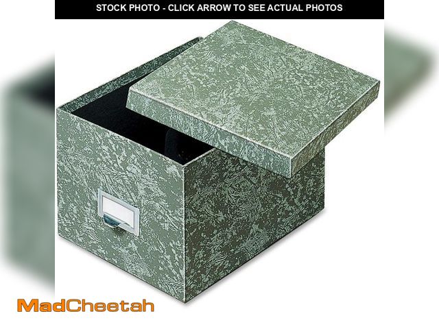 Lot 74-12436550 - Globe-Weis/Pendaflex Fiberboard Index Card Storage Box, 6 x 9 Inches, Green (96 GRE) - UNUSED