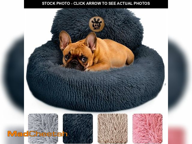 Lot 74-13718607 - PetJett Small Dog Bed - 23'' Round Dog Beds, Calming Puppy Bed - Anti-Slip &amp; Washable Super Soft...
