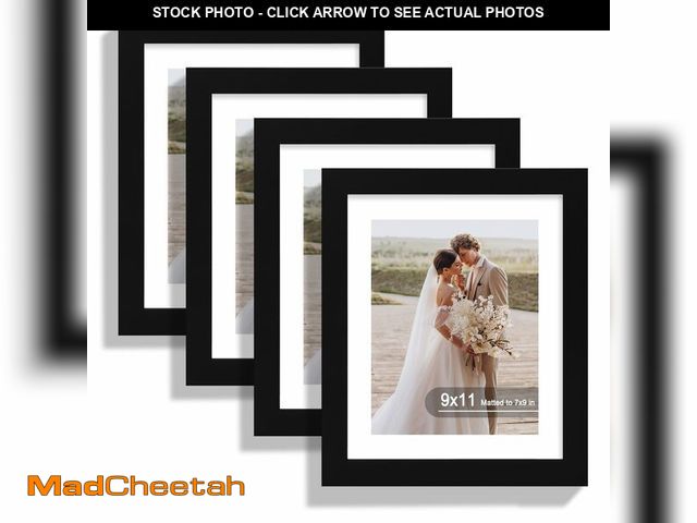 Lot 74-14268259 - Hongkee 9x11 Picture Frame Set of 4, Made of Real Glass and Black Frame - Display Picture 7x9 with M...