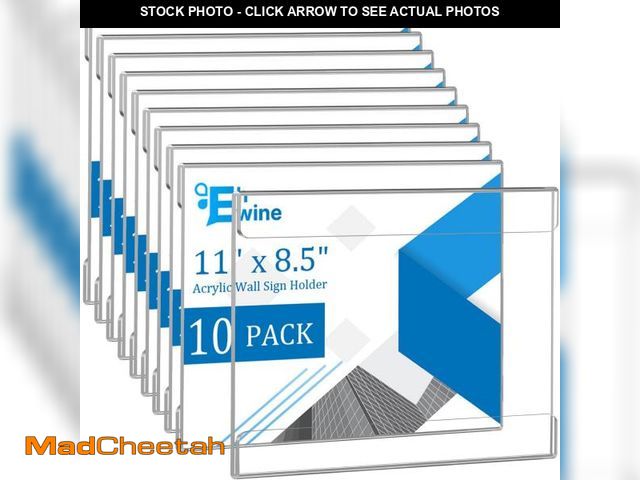 Lot 74-12305994 - EHWINE 10 Pack 8.5 x 11 Wall Mount Acrylic Sign Holder, Horizontal Wall Signs Photo Menu Flyer Displ...