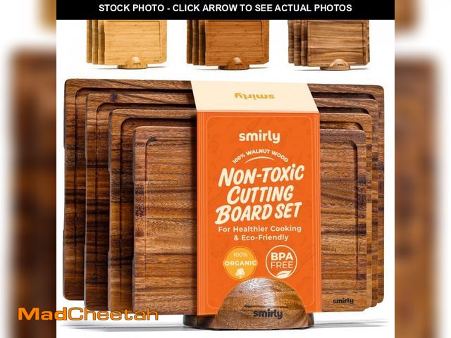 Lot 74-12442399 - SMIRLY Walnut Wood Cutting Boards for Kitchen, Set of 4 Large - Small, Walnut Wooden Cutting Board S...