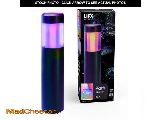 Lot 74-14444773 - LIFX Low Voltage Black RGB Integrated LED Smart Wi-Fi Round Landscape Path Light, Works with Alexa/H...