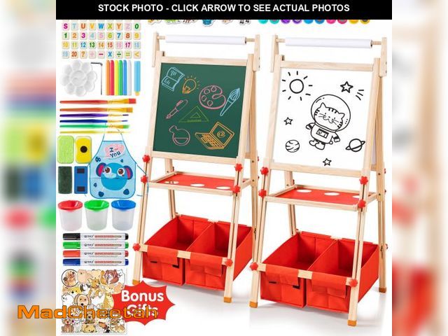 Lot 74-12490521 - Finenolo All-in-One Art Easel Kids Easels for Kids, Height Adjustable Wooden Art Easel with Paper Ro...