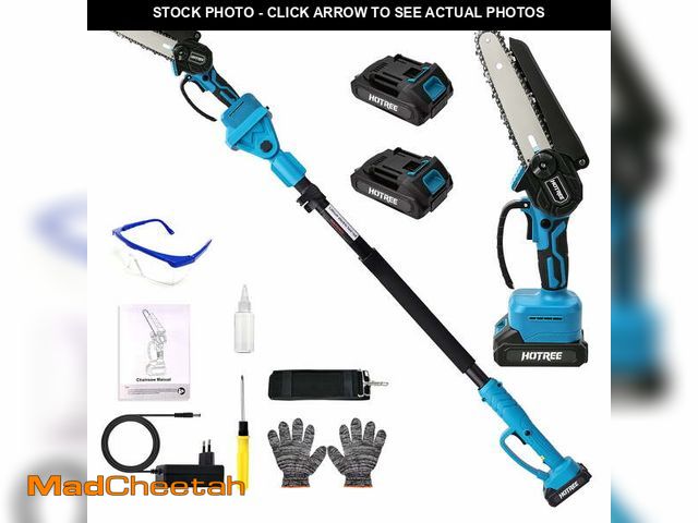 Lot 74-13781063 - HOTREE 2 in 1 Cordless Pole Saw, 6-inch Pole Chainsaw Mini Handheld Chainsaw, 15 ft Extension Pole S...