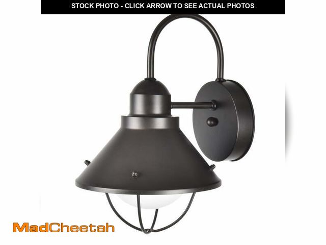 Lot 74-12862364 - Better Homes &amp; Gardens 12" Farmhouse Bronze Outdoor Wall Light, Metal Fixture Opal Glass Shade -...