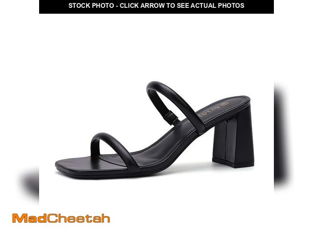 Lot 74-12969554 - Avidirk Women's Square Open Toe Heeled Sandals Two Strap Mules Slip On Block Chunky Mid Heels Sandal...