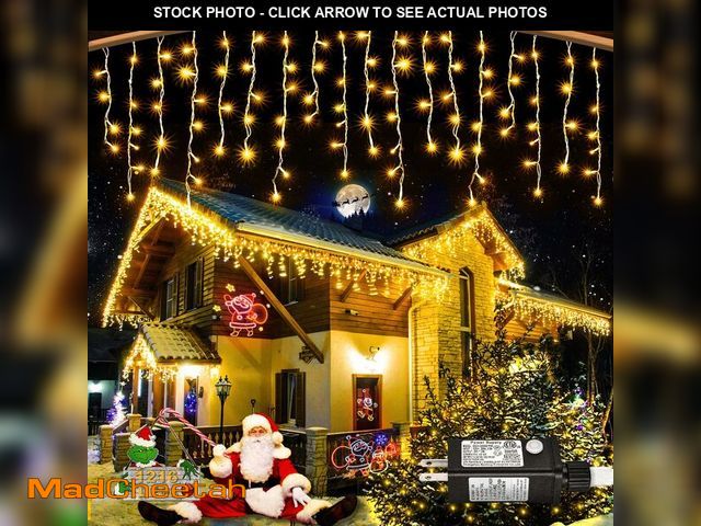Lot 74-12979577 - Warm White Christmas Lights Outdoor - 99ft 1216 LED 8 Modes Hanging Dripping Icicle String Lights wi...
