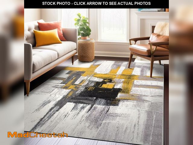 Lot 74-12571173 - Rugshop Gold Modern Abstract Area Rug Ã¢â¬â Non-Shedding for Living Room, Bedroom and Dining Room...