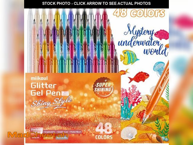 Lot 74-14150357 - miikoul Jumbo Glitter Gel Pens, 48 Pack 1.0mm Fine Tip Large Capacity Colored Drawing Pens Sparkly M...
