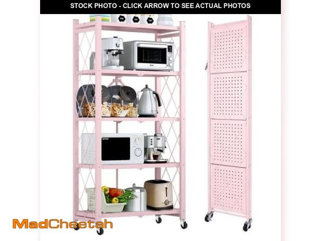 Lot 74-12402575 - COOKCOK 5-Tier Storage Shelving Unit  Metal Shelf 27.9 X13.4 X62.5  Foldable Storage Shelf with Whee...